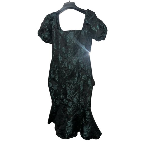 Lulus Majorly Fabulous Black and Emerald Trumpet Midi Dress Sz Medium Black & Gr - Picture 14 of 16